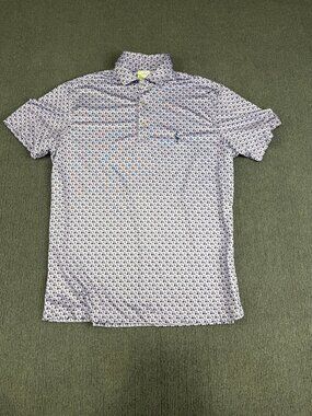 TailorByrd Mens Purple/Blue Flamingo Pattern Short Sleeve Polo Shirt S